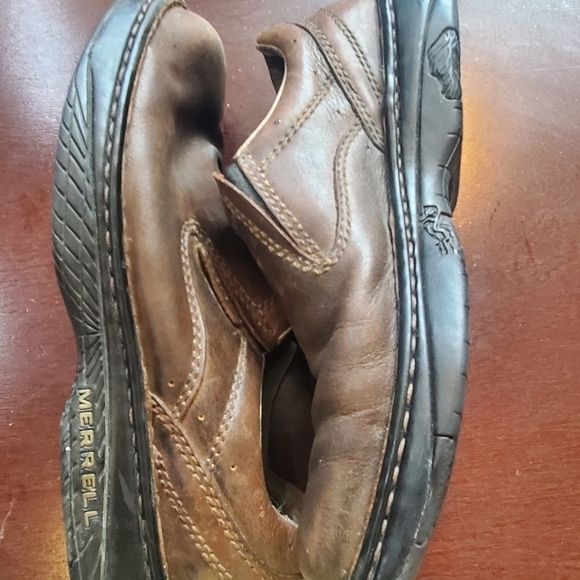 Merrell Jungle Moc Brown Leather Slipon Sz 8 Shoes - Picture 3 of 9